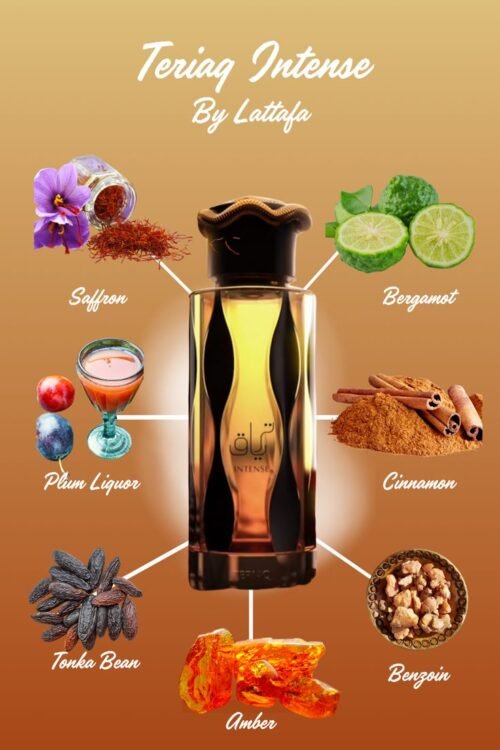 TI1 Lattafa Teriaq Intense Eau de Parfum Fragrance for Women & Men – 3.4 oz / 100ML